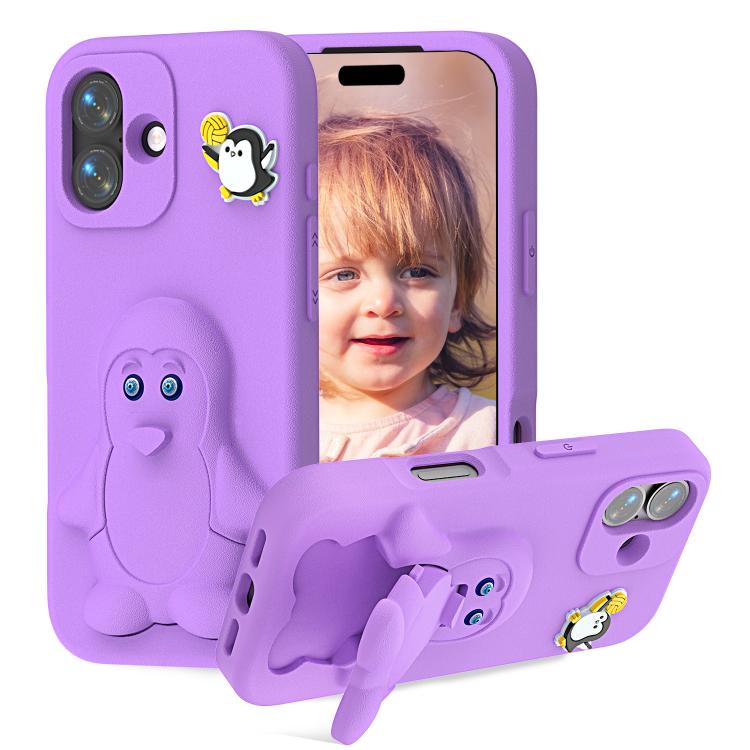 ペンギンベビー EVA 衝撃吸収電話ケース ホルダー付き、iPhone 17 Pro Max用、iPhone 17 Pro用、iPhone 17用、iPhone Air用、iPhone 16 Pro Max用、iPhone 16 Pro用、iPhone 16用、iPhone 15 Pro Max用