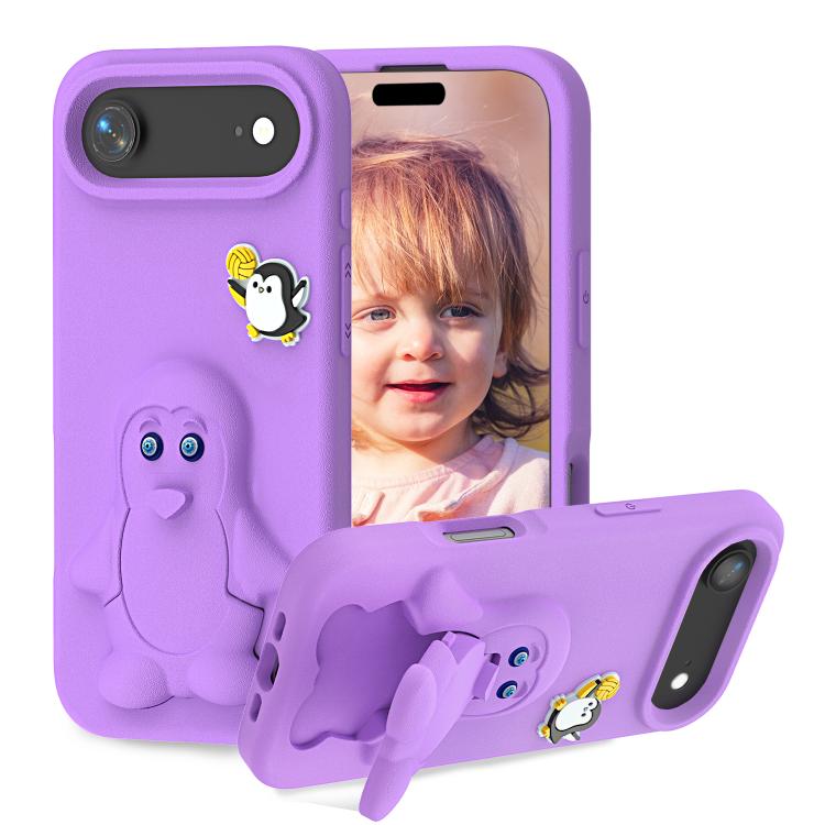 ペンギンベビー EVA 衝撃吸収電話ケース ホルダー付き、iPhone 17 Pro Max用、iPhone 17 Pro用、iPhone 17用、iPhone Air用、iPhone 16 Pro Max用、iPhone 16 Pro用、iPhone 16用、iPhone 15 Pro Max用
