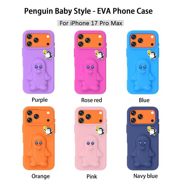 ペンギンベビー EVA 衝撃吸収電話ケース ホルダー付き、iPhone 17 Pro Max用、iPhone 17 Pro用、iPhone 17用、iPhone Air用、iPhone 16 Pro Max用、iPhone 16 Pro用、iPhone 16用、iPhone 15 Pro Max用