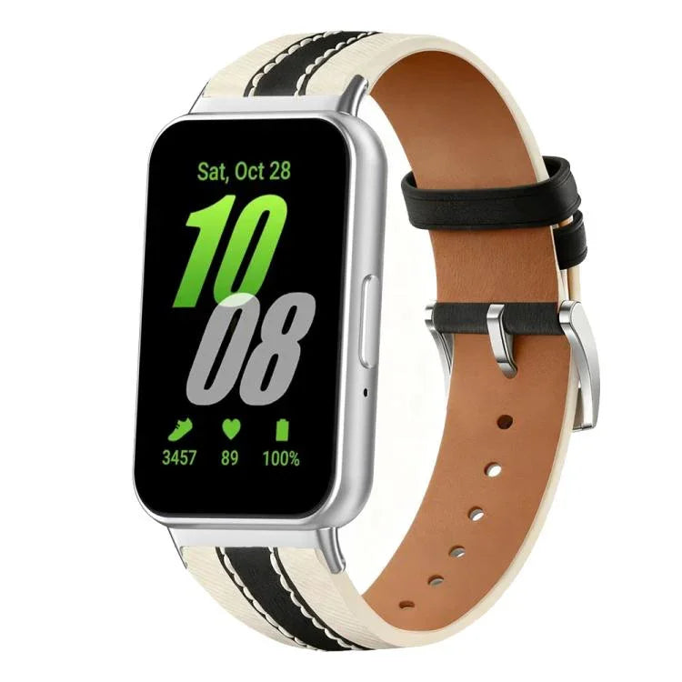 本革 カラーブロック サドル 時計バンド、Samsung Watch Galaxy Fit3 用