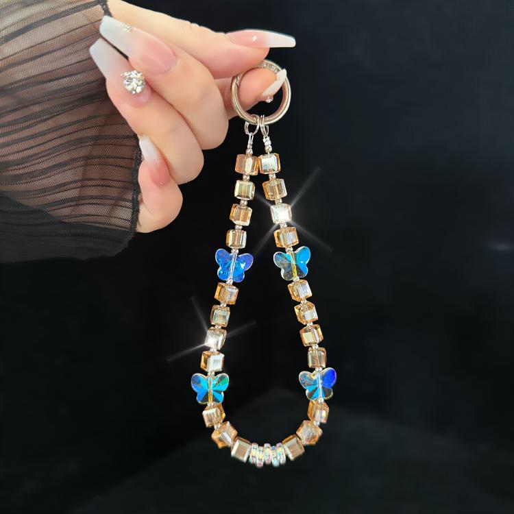 Spellbinding Mirage Crystal Bow Radiant Double Phone Chain, Pink, Gold, White, Gray, Green