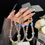 Spellbinding Mirage Crystal Bow Radiant Double Phone Chain, Pink, Gold, White, Gray, Green