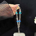 Spellbinding Mirage Crystal Bow Radiant Double Phone Chain, Pink, Gold, White, Gray, Green