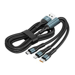 ENKAY 3-in-1 120W USB to 8ピン / Type-C / Micro USB ナイロン編み急速充電ケーブル、長さ：1.2m、ENK-CB184