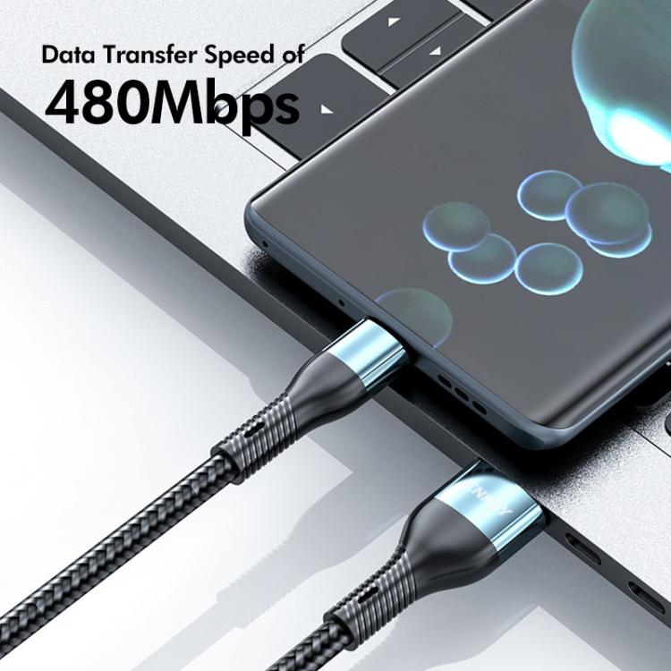 ENKAY 3-in-1 120W USB to 8ピン / Type-C / Micro USB ナイロン編み急速充電ケーブル、長さ：1.2m、ENK-CB184