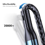 ENKAY 3-in-1 120W USB to 8ピン / Type-C / Micro USB ナイロン編み急速充電ケーブル、長さ：1.2m、ENK-CB184