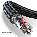 ENKAY 3-in-1 120W USB to 8ピン / Type-C / Micro USB ナイロン編み急速充電ケーブル、長さ：1.2m、ENK-CB184