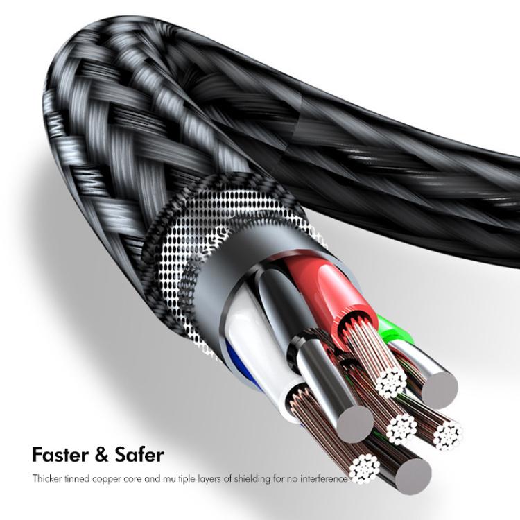 ENKAY 3-in-1 120W USB to 8ピン / Type-C / Micro USB ナイロン編み急速充電ケーブル、長さ：1.2m、ENK-CB184