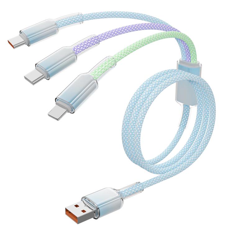 ENKAY 120W USB to デュアルType-C ＆ 8ピン ナイロン編み急速充電ケーブル、長さ：1.2m、ENK-CB185