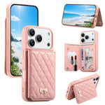 ミラーひし形テクスチャメタルリボンベーガンレザーカードバッグスマホケース、iPhone 17 Pro Max用、iPhone 17 Pro用、iPhone 17用、iPhone 16 Pro Max用、iPhone 16 Pro用、iPhone 16 Plus用、iPhone 16用