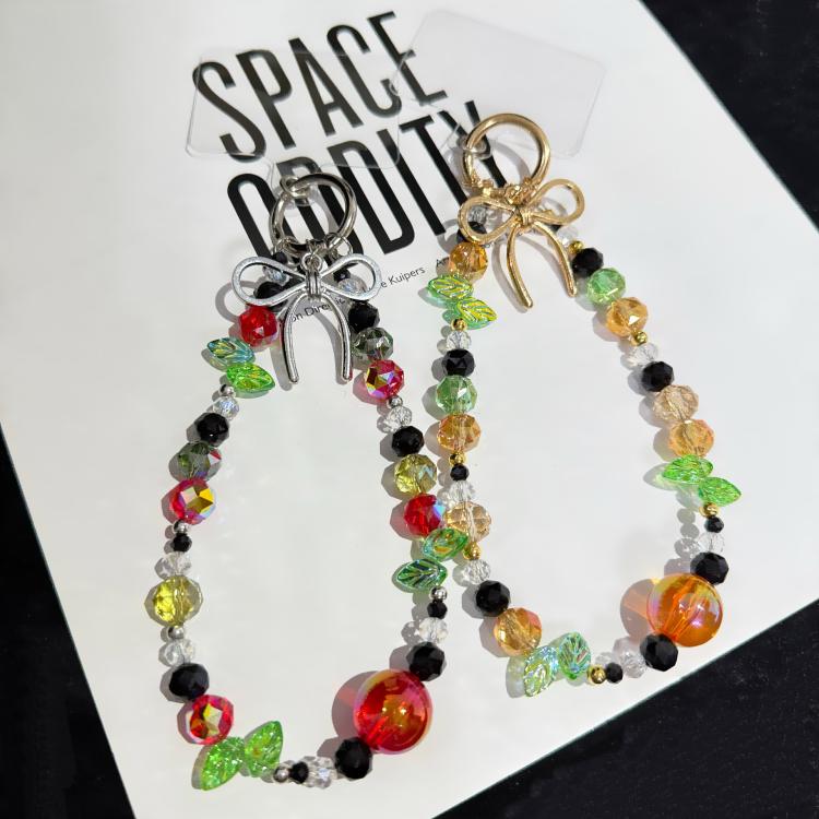 Bow Knot Crystal Rainbow Necklace, Red, Orange