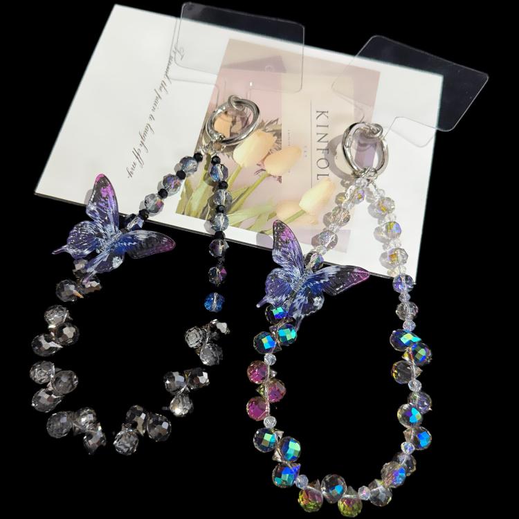 Three-Dimensional Butterfly Crystal Necklace, Pink, Blue