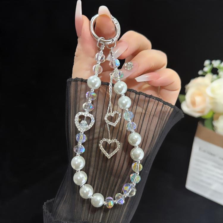 ハートタッセルパールネックレス、ピンク、グリーン、ブルー、グレー、ホワイト