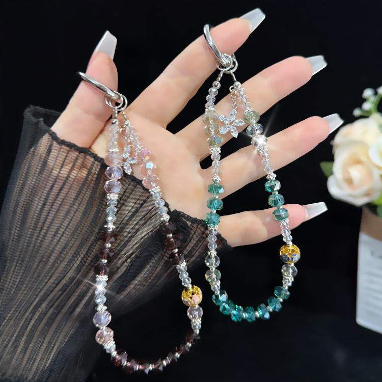 ドリルフローラルクリスタルスター ネックレス、ピンク、グリーン、ブルー、ブラック