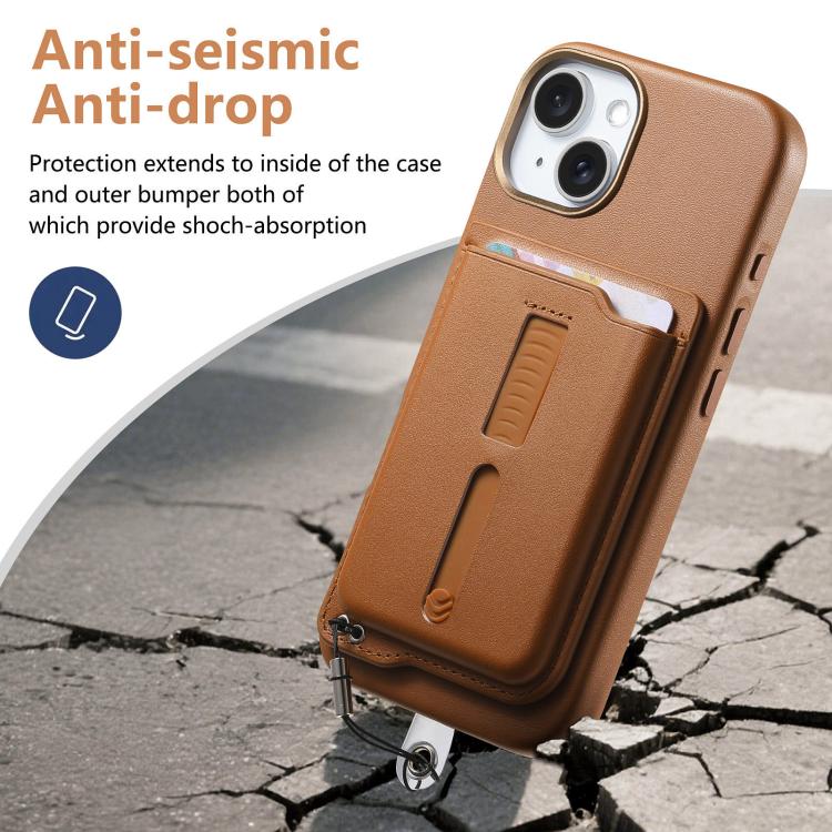 取り外し可能な磁気カードバッグ付きスマホケース 指リンググリップ＆紛失防止ロープ付き、iPhone 14用、iPhone 14 Pro用、iPhone 14 Pro Max用
