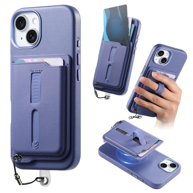 取り外し可能な磁気カードバッグ付きスマホケース 指リンググリップ＆紛失防止ロープ付き、iPhone 14用、iPhone 14 Pro用、iPhone 14 Pro Max用