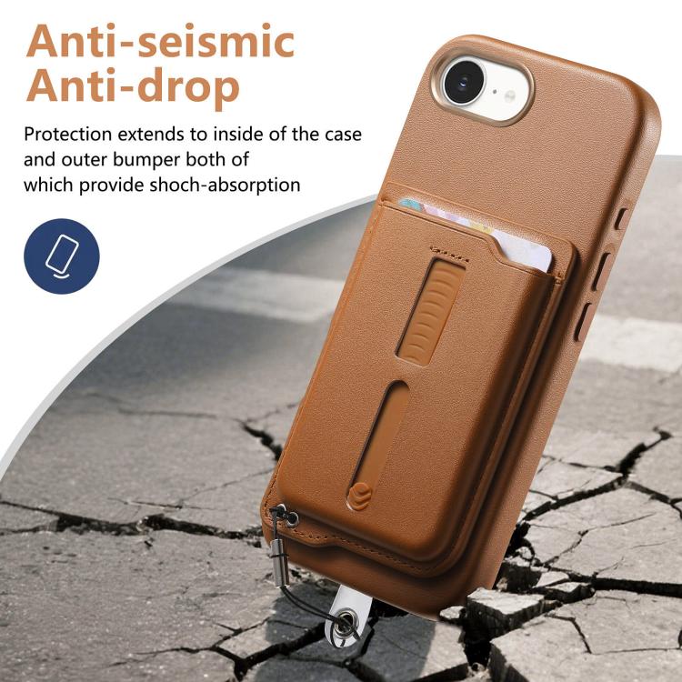 取り外し可能な磁気カードバッグ付きスマホケース 指リンググリップ＆紛失防止ロープ付き、iPhone 17e / 16e用、iPhone 17 Pro Max用、iPhone 17 Pro用、iPhone 17用、iPhone Air用、iPhone 16 Plus用