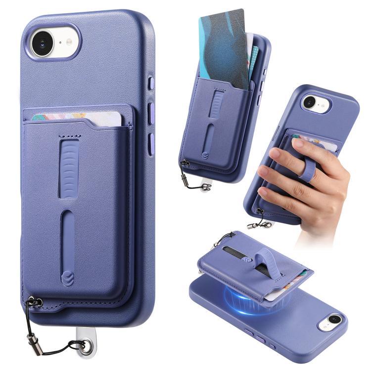 取り外し可能な磁気カードバッグ付きスマホケース 指リンググリップ＆紛失防止ロープ付き、iPhone 17e / 16e用、iPhone 17 Pro Max用、iPhone 17 Pro用、iPhone 17用、iPhone Air用、iPhone 16 Plus用