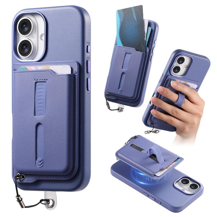 取り外し可能な磁気カードバッグ付きスマホケース 指リンググリップ＆紛失防止ロープ付き、iPhone 17e / 16e用、iPhone 17 Pro Max用、iPhone 17 Pro用、iPhone 17用、iPhone Air用、iPhone 16 Plus用