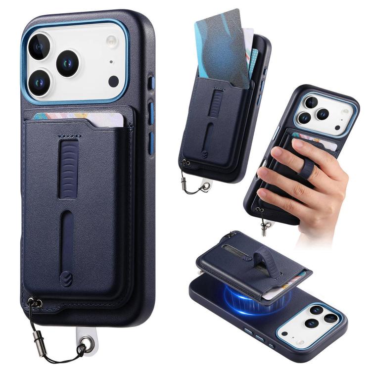 取り外し可能な磁気カードバッグ付きスマホケース 指リンググリップ＆紛失防止ロープ付き、iPhone 17e / 16e用、iPhone 17 Pro Max用、iPhone 17 Pro用、iPhone 17用、iPhone Air用、iPhone 16 Plus用