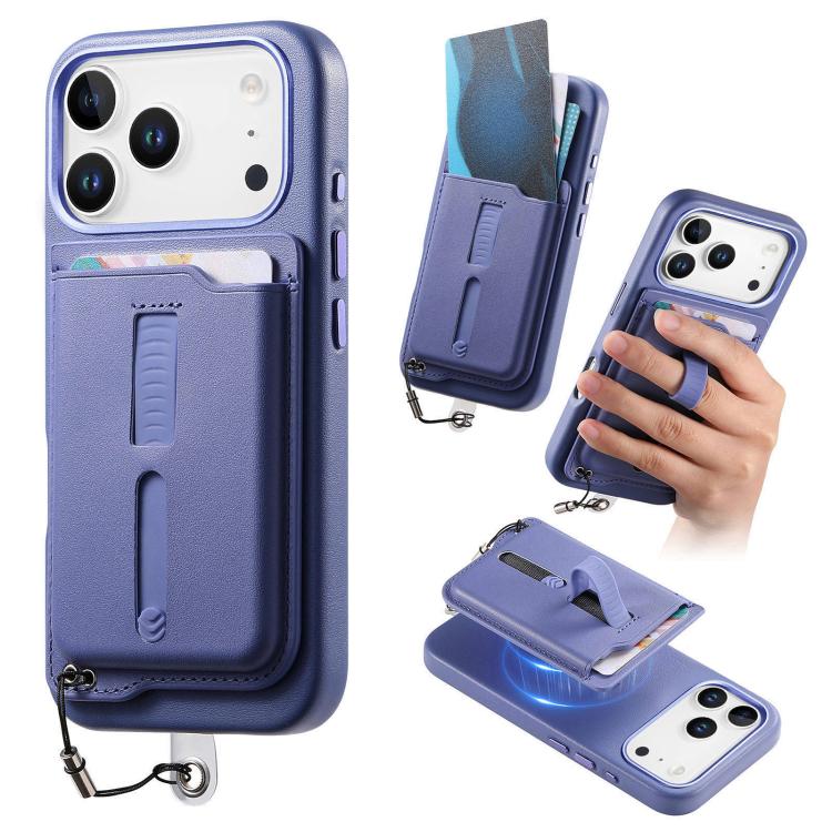 取り外し可能な磁気カードバッグ付きスマホケース 指リンググリップ＆紛失防止ロープ付き、iPhone 17e / 16e用、iPhone 17 Pro Max用、iPhone 17 Pro用、iPhone 17用、iPhone Air用、iPhone 16 Plus用