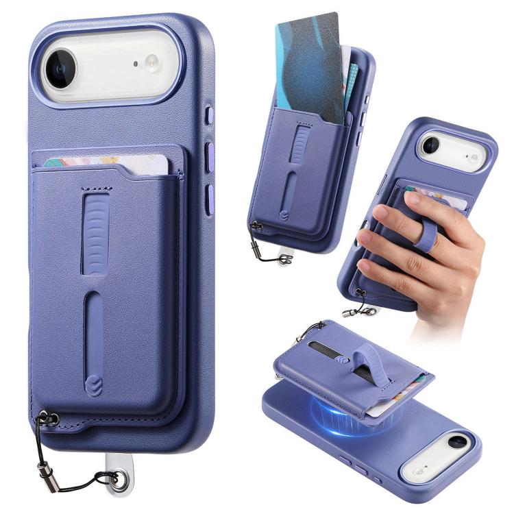取り外し可能な磁気カードバッグ付きスマホケース 指リンググリップ＆紛失防止ロープ付き、iPhone 17e / 16e用、iPhone 17 Pro Max用、iPhone 17 Pro用、iPhone 17用、iPhone Air用、iPhone 16 Plus用