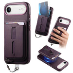 取り外し可能な磁気カードバッグ付きスマホケース 指リンググリップ＆紛失防止ロープ付き、iPhone 17e / 16e用、iPhone 17 Pro Max用、iPhone 17 Pro用、iPhone 17用、iPhone Air用、iPhone 16 Plus用