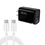 TE-PD46 GaN 100W PD 45W 完全互換充電器 Type-C to Type-Cデータケーブル付き，USプラグ