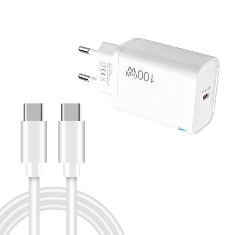TE-PD46 GaN 100W PD 45W 完全互換充電器 Type-C to Type-Cデータケーブル付き，EUプラグ