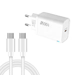 TE-PD46 GaN 100W PD 45W Fully Compatible Charger with Type-C to Type-C Data Cable，EU Plug