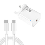 TE-PD46 GaN 100W PD 45W 完全互換充電器 Type-C to Type-Cデータケーブル付き，UKプラグ