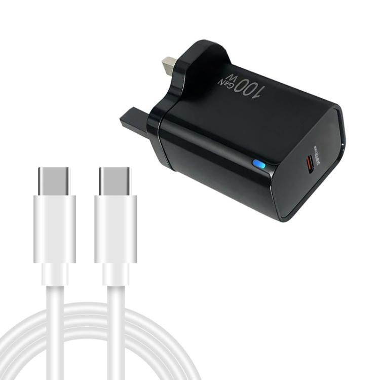 TE-PD46 GaN 100W PD 45W 完全互換充電器 Type-C to Type-Cデータケーブル付き，UKプラグ