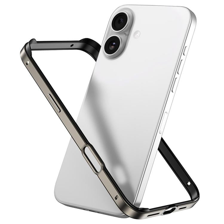 メタルハイブリッドシリコン四隅衝撃吸収冷却スマホフレームケース、iPhone 16 Pro Max用、iPhone 16 Pro用、iPhone 16 Plus用、iPhone 16用