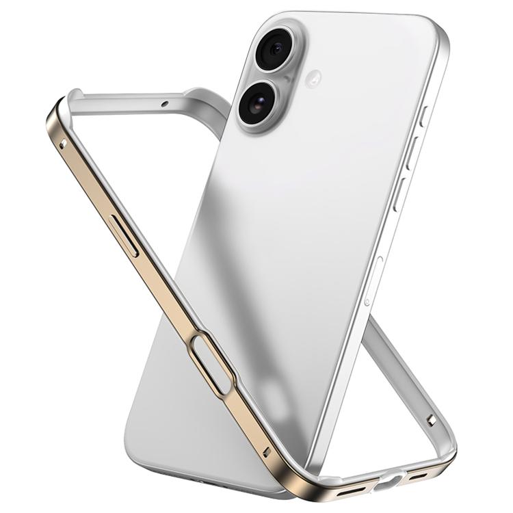 メタルハイブリッドシリコン四隅衝撃吸収冷却スマホフレームケース、iPhone 16 Pro Max用、iPhone 16 Pro用、iPhone 16 Plus用、iPhone 16用