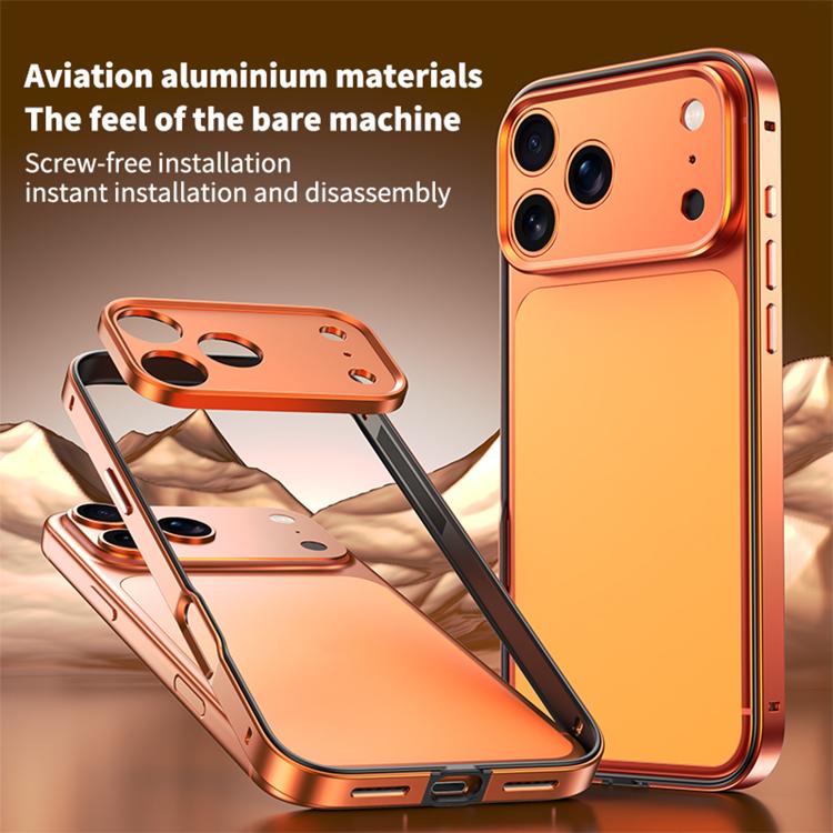アルミ合金ハイブリッドシリコンエッジ薄型冷却フォンフレームケース メタルレンズフレーム付き、iPhone 17 Pro Max用、iPhone 17 Pro用