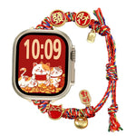 新年ビーズロープ編み時計バンド、Apple Watch 46mm / 49mm / 45mm / 44mm用、Apple Watch 42mm / 41mm / 40mm / 38mm用