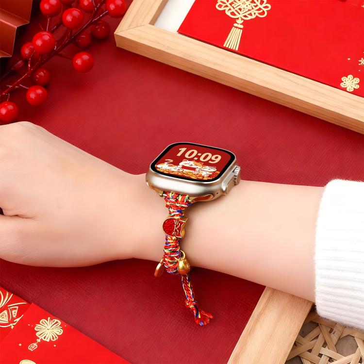 新年ビーズロープ編み時計バンド、Apple Watch 46mm / 49mm / 45mm / 44mm用、Apple Watch 42mm / 41mm / 40mm / 38mm用
