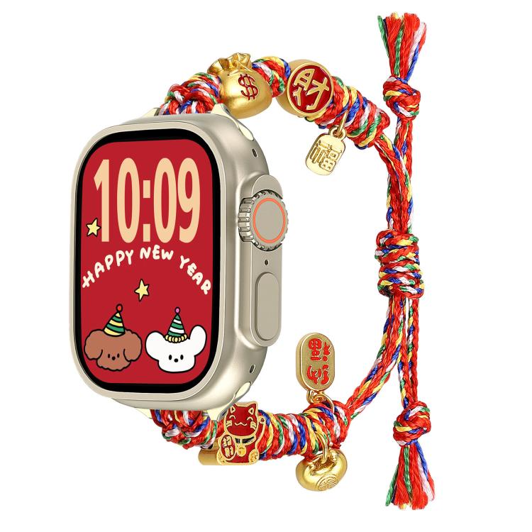 新年ビーズロープ編み時計バンド、Apple Watch 46mm / 49mm / 45mm / 44mm用、Apple Watch 42mm / 41mm / 40mm / 38mm用