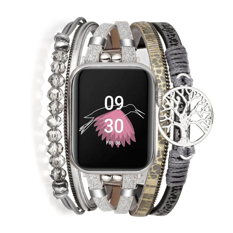 生命の樹ペンダント メタル本革時計バンド、Apple Watch 46mm / 49mm / 45mm / 44mm用、Apple Watch 42mm / 41mm / 40mm / 38mm用
