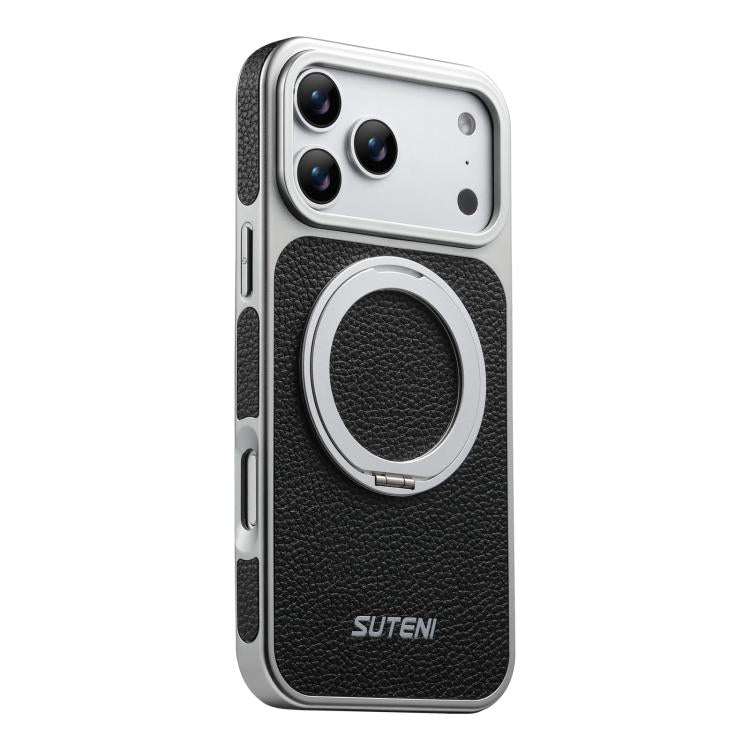 Suteni G6 大きなライチテクスチャー電気めっき360度回転ホルダー磁気スマホケース、iPhone 17 Pro Max用、iPhone 17 Pro用、iPhone 17用、iPhone 16 Pro Max用、iPhone 16 Pro用、iPhone 16用、iPhone 15 Pro Max用、iPhone 15 Pro用、iPhone 15用
