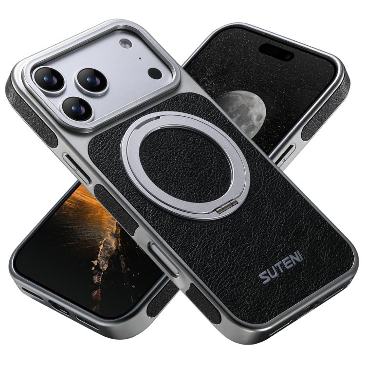 Suteni G6 クレイジーホーステクスチャー電気めっき360度回転ホルダー磁気スマホケース、iPhone 17 Pro Max用、iPhone 17 Pro用、iPhone 17用、iPhone 16 Pro Max用、iPhone 16 Pro用、iPhone 16用、iPhone 15 Pro Max用、iPhone 15 Pro用、iPhone 15用