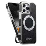 Suteni G6 クレイジーホーステクスチャー電気めっき360度回転ホルダーマグネットスマホケース、iPhone 13 Pro Max用、iPhone 13 Pro用