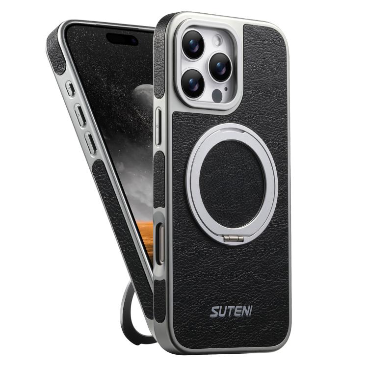 Suteni G6 クレイジーホーステクスチャー電気めっき360度回転ホルダーマグネットスマホケース、iPhone 13 Pro Max用、iPhone 13 Pro用