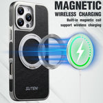 Suteni G6 クレイジーホーステクスチャー電気めっき360度回転ホルダーマグネットスマホケース、iPhone 13 Pro Max用、iPhone 13 Pro用