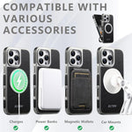 Suteni G6 クレイジーホーステクスチャー電気めっき360度回転ホルダーマグネットスマホケース、iPhone 13 Pro Max用、iPhone 13 Pro用