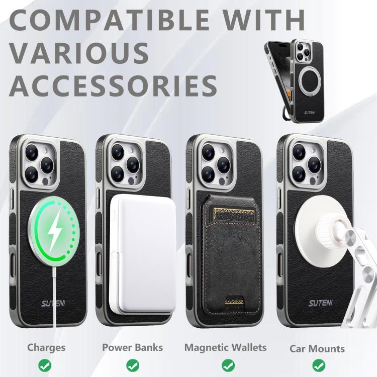 Suteni G6 クレイジーホーステクスチャー電気めっき360度回転ホルダーマグネットスマホケース、iPhone 13 Pro Max用、iPhone 13 Pro用