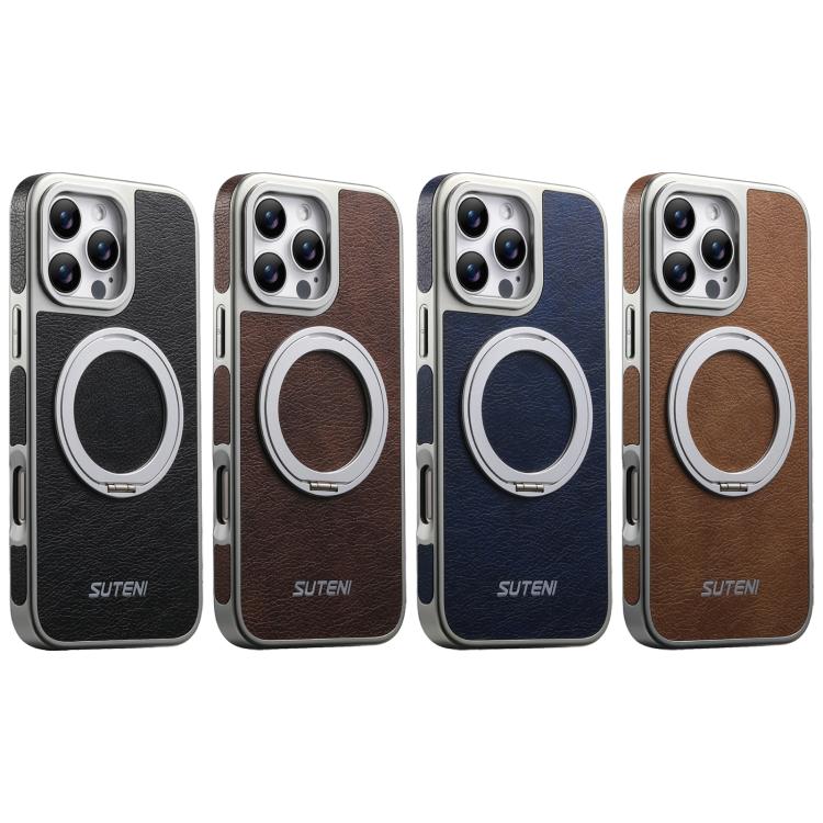 Suteni G6 クレイジーホーステクスチャー電気めっき360度回転ホルダーマグネットスマホケース、iPhone 13 Pro Max用、iPhone 13 Pro用