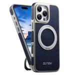 Suteni G6 クレイジーホーステクスチャー電気めっき360度回転ホルダーマグネットスマホケース、iPhone 13 Pro Max用、iPhone 13 Pro用