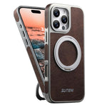 Suteni G6 クレイジーホーステクスチャー電気めっき360度回転ホルダーマグネットスマホケース、iPhone 13 Pro Max用、iPhone 13 Pro用