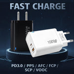 PD47 100W GaN PD Type-C, QC3.0 USB Fully Compatible Protocol Charger, EU Plug, EU Plug
